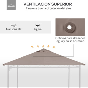 Techo de Repuesto 3x3m para Cenador de Jardín con 8 Orificios de Drenaje Beige