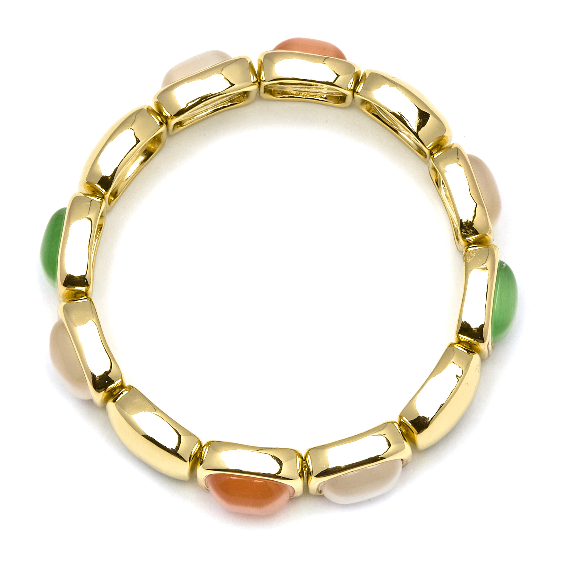 Pulsera con Ojo de Gato Multicolor acabado oro 18k