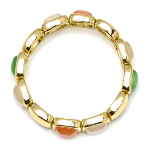 Pulsera con Ojo de Gato Multicolor acabado oro 18k