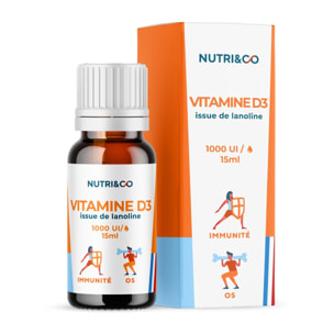 Nutri&Co Vitamine D3 issue de Lanoline - 1000 U.I par Goutte - 15ml