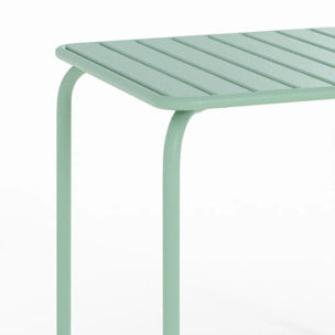 Table de jardin carrée en métal vert clair - Yumi