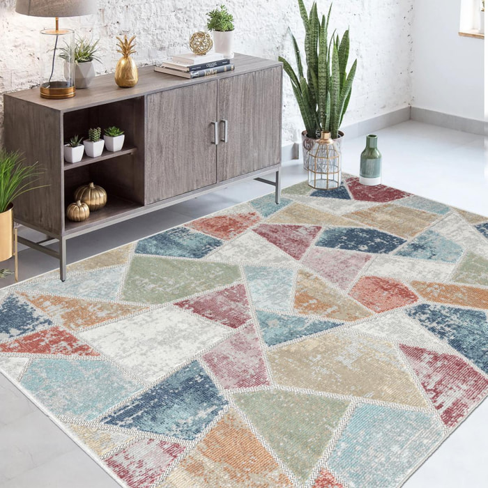 Tapis Runi motif géométrique aspect relief