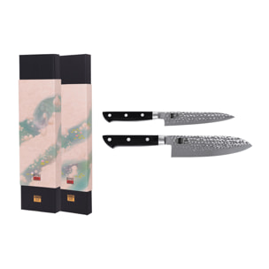 Coltello spelucchino e Santoku "Hashi Tsuchime"