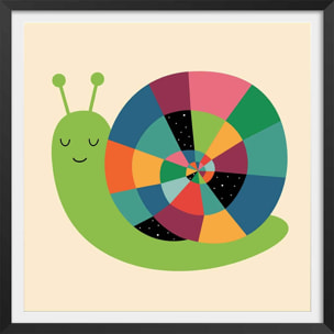 Affiche  rainbow escargot Affiche + cadre en bois - Noir
