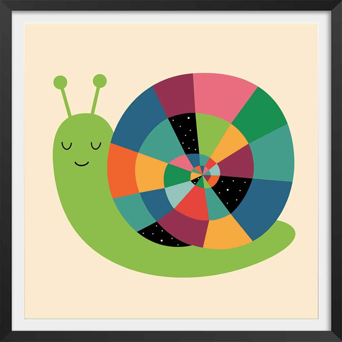 Affiche  rainbow escargot Affiche + cadre en bois - Noir