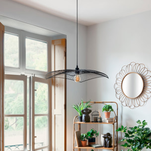 Lámpara sombrero de alambre suspendido negro