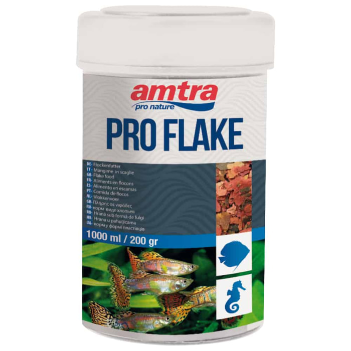 Mangime in scaglie per pesci d’acquario d’acqua dolce e marina - Pro Flake - Amtra