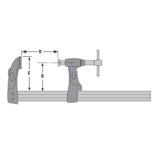 Serre joint URKO - Super Extra - serrage 2000mm - saillie 125mm - rail 40x10mm - 4003P