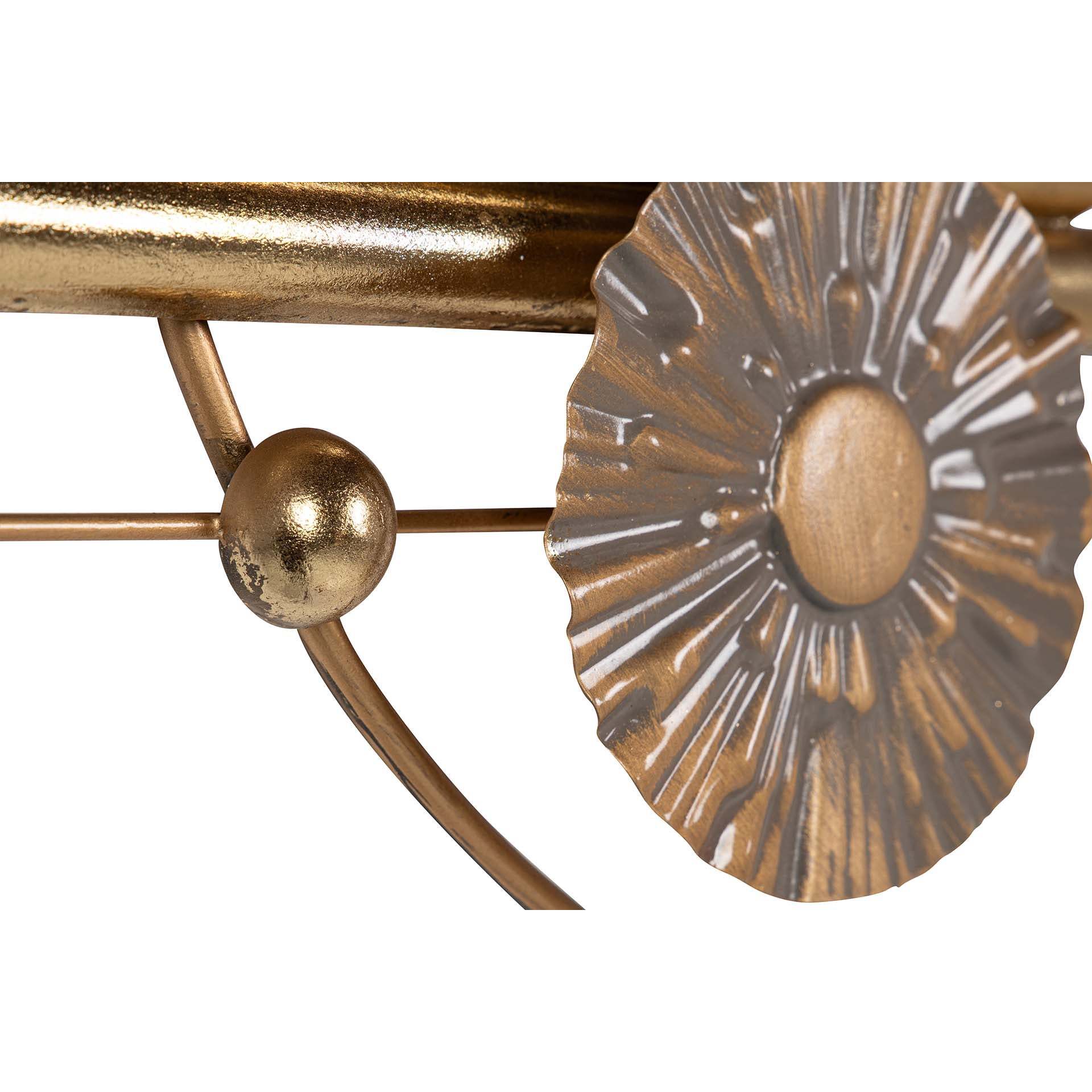 Adorno Pared Metal Blanco Marrón 91x5x50 Cm