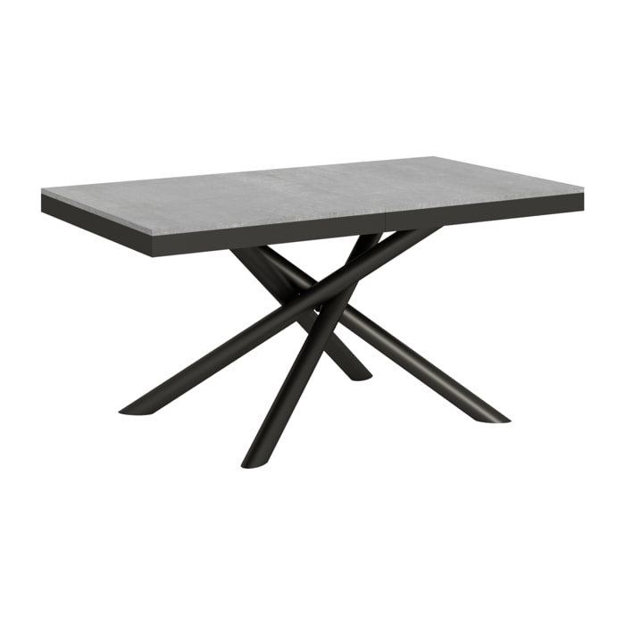 Table extensible 90x160/420 cm Famas Evolution Gris Béton cadre Anthracite