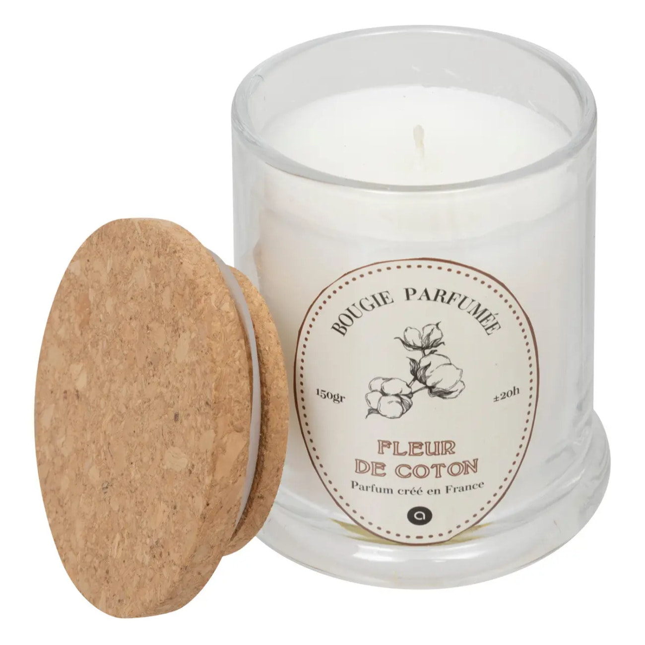 Bougie parfumée Hapo 150g pot en verre avec couvercle coton