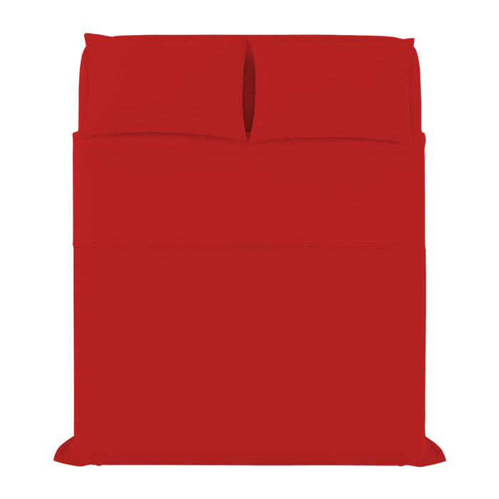 COMPLETO LETTO MAX COLOR, 100% Cotone, Made in Italy - ROSSO