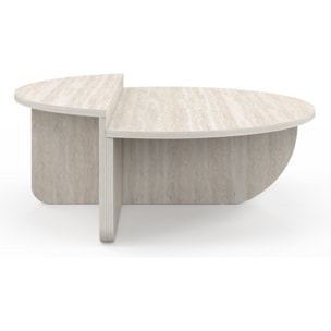 Tables basses rondes asymétriques effet travertin