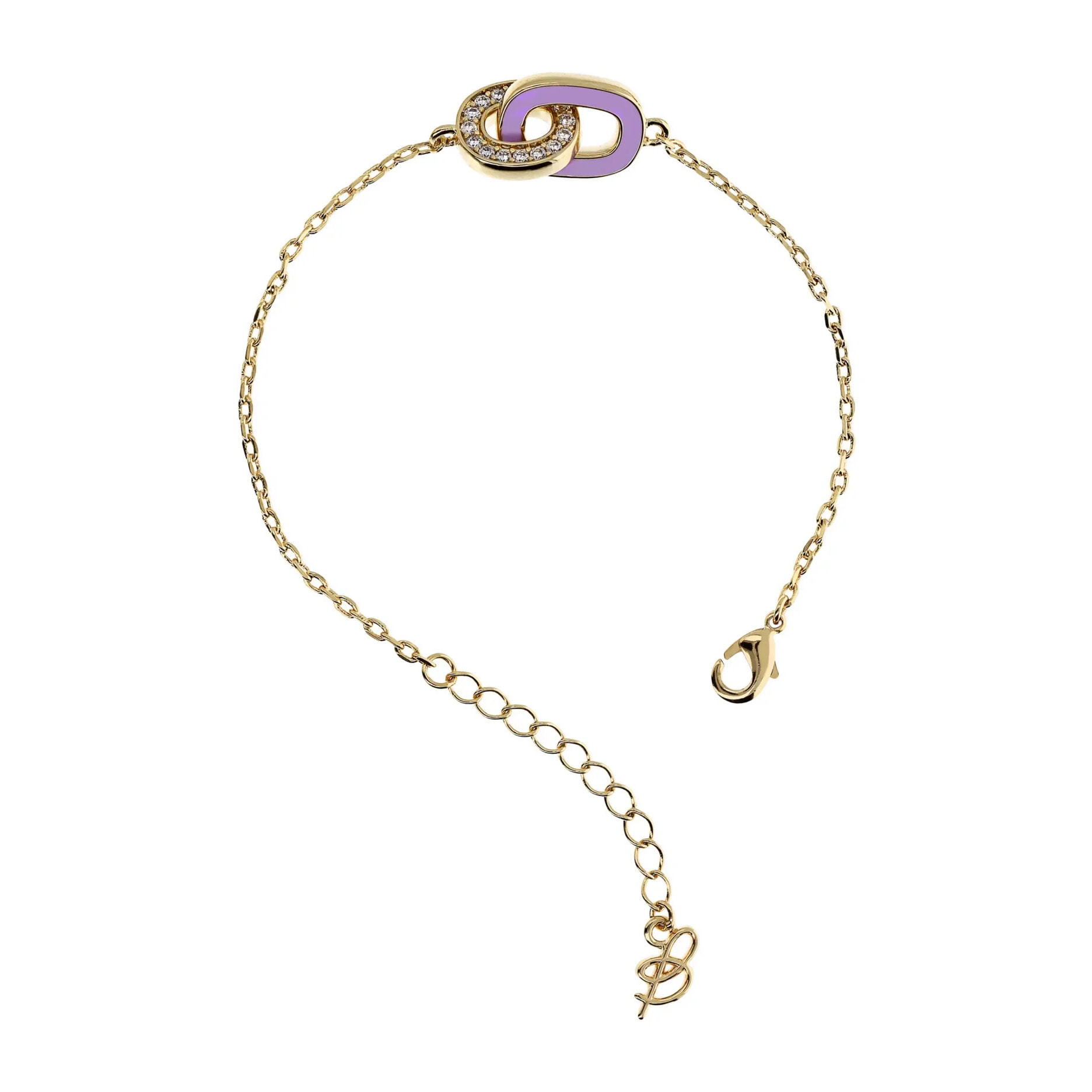 Bracciale Golden con Doppia Maglia Smaltata Turchese e in Pavé di Cubic Zirconia
