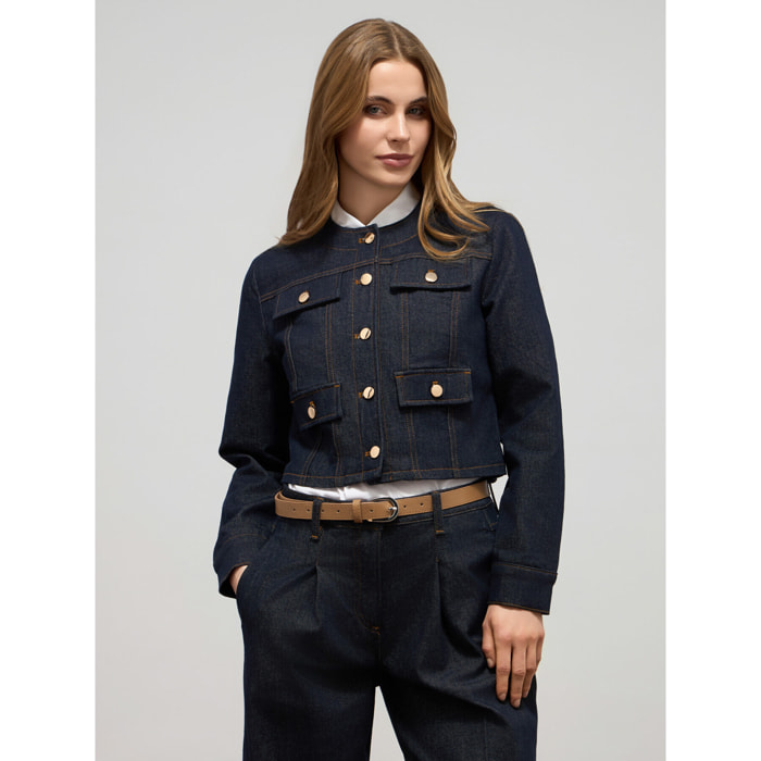 Oltre - Giacca corta in denim - Blu