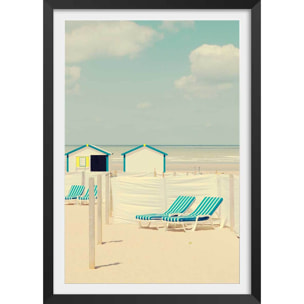 Poster cabanes turquoise Affiche + cadre en bois - Noir