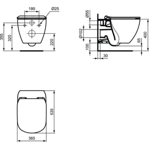 Pack WC Bâti support + Cuvette Ideal Standard Tesi Aquablade + Plaque blanche + Set habillage (TesiGeb3-sabo)