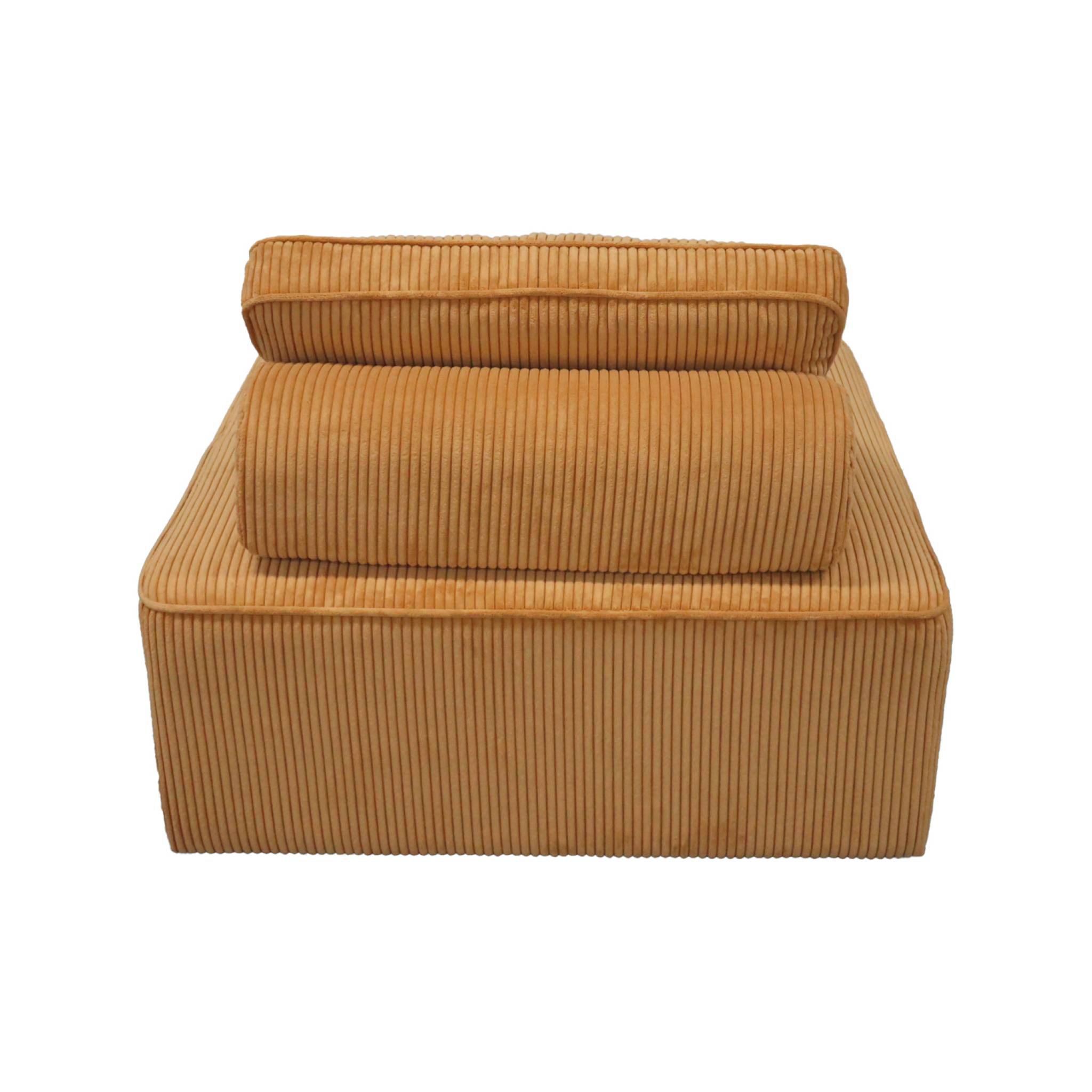 Lot de 2 chauffeuses  pour canapé modulable velours côtelé jaune avec un coussin