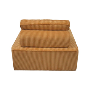 Lot de 2 chauffeuses  pour canapé modulable velours côtelé jaune avec un coussin