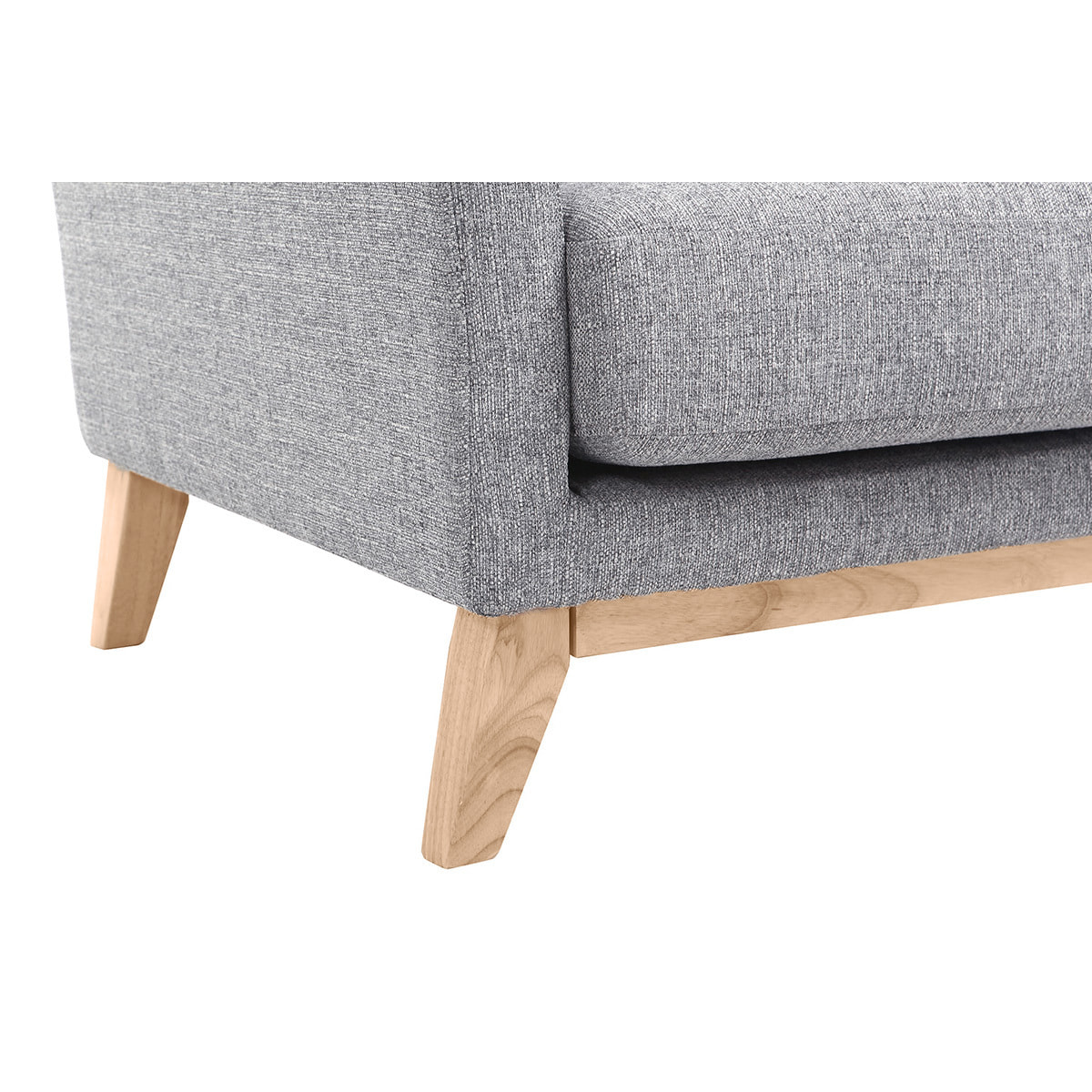 Fauteuil scandinave déhoussable en tissu gris clair et bois clair OSLO