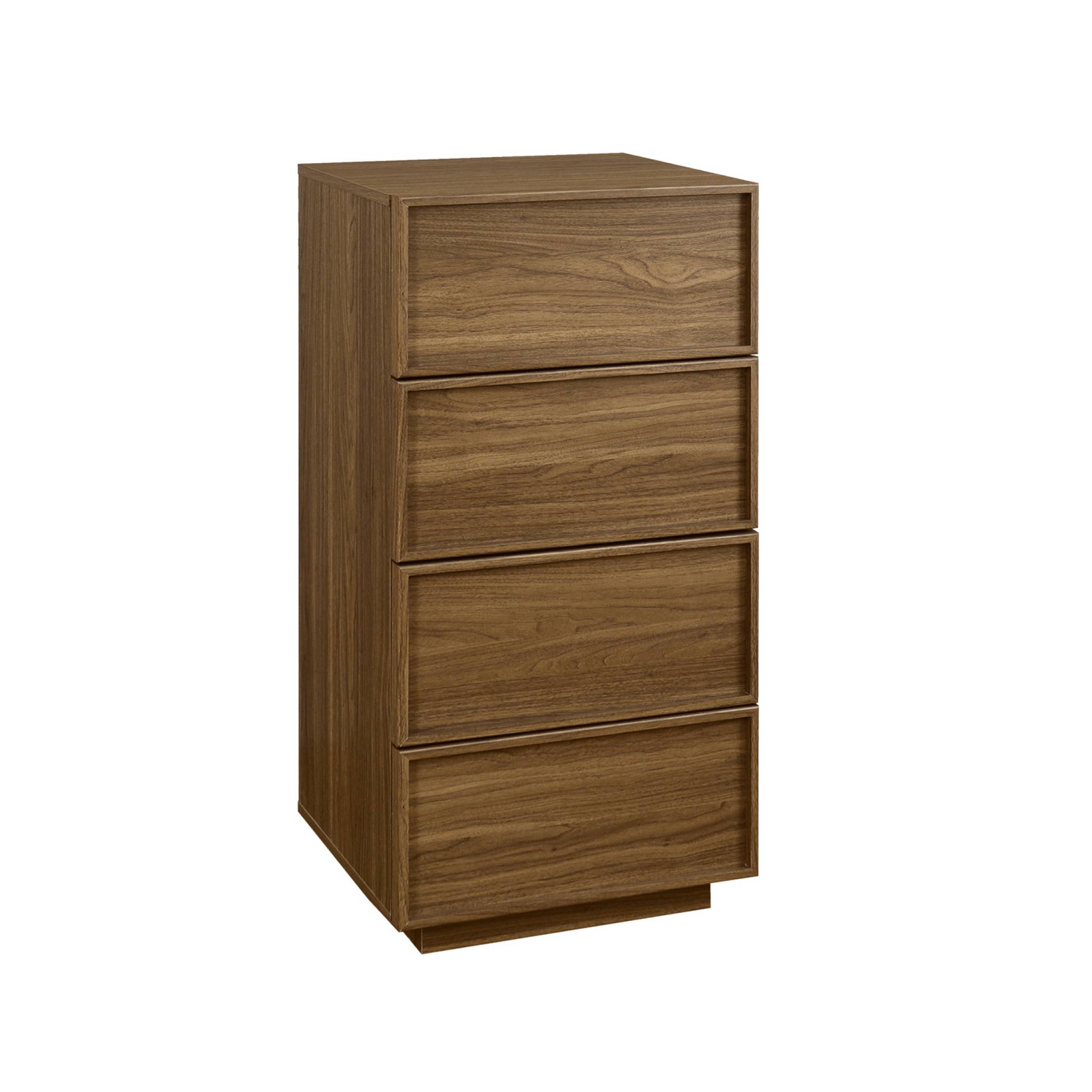 Commode chiffonnier noyer 4 tiroirs effet bois - L 48 x P 43 x H 98.5cm - Kuba