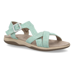 Sandalias planas de mujer diseño moderno, comodas con cierre de cierre autoadherente y con tiras cruzadas