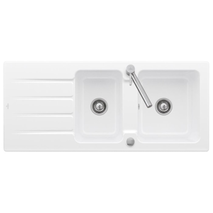 Evier 1 bac et demi 116 x 51 cm Architectura 80 Blanc vidage automatique inclus