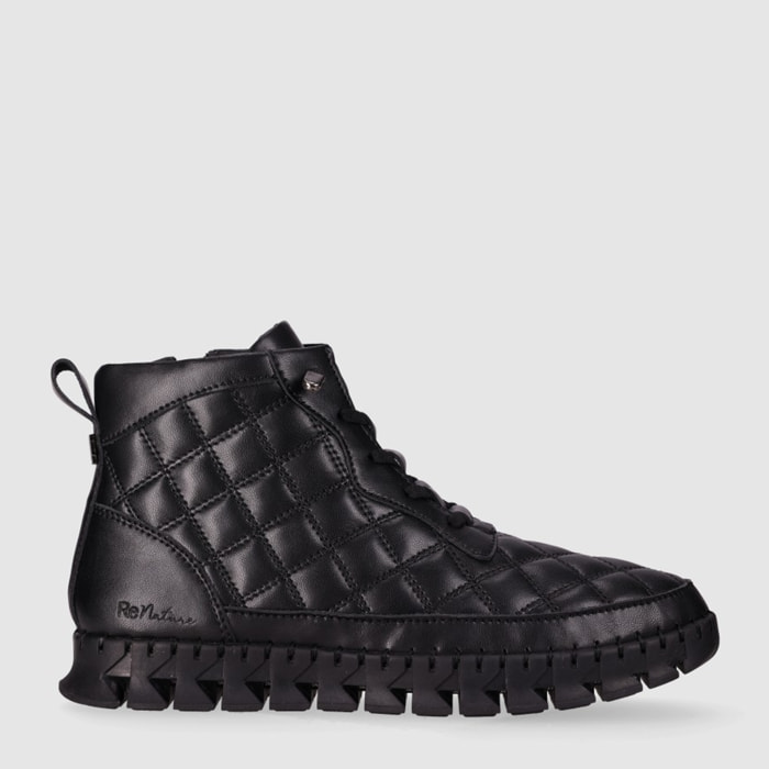 Botines de Piel - Negro - Tacón: Bajo