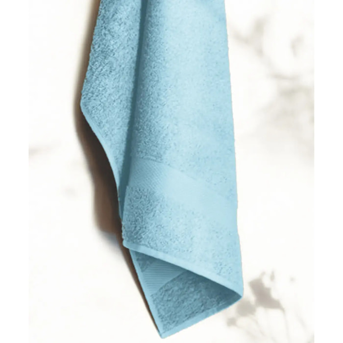 Set 3 asciugamano spugna cotone 100% Made in Italy. Ospite + Salvietta + Telo. Colore AZZURRO