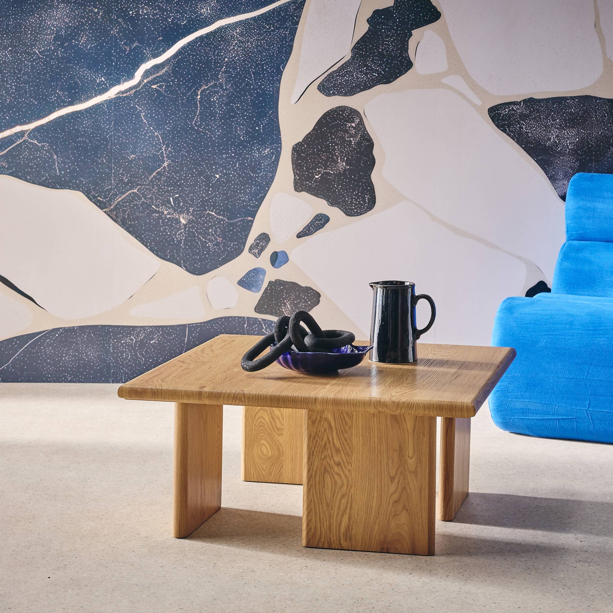 Table basse carré effet chêne