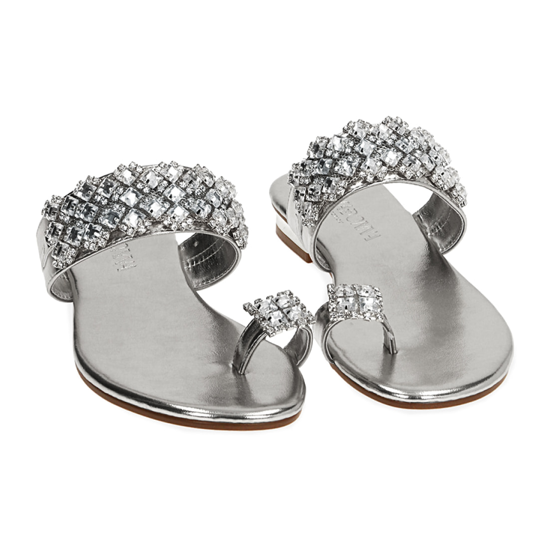 Sandali flat gioiello argento laminato