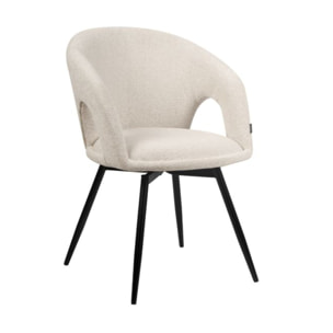 Chaise rotative 180° en tissu doux avec accoudoirs - AMBRE