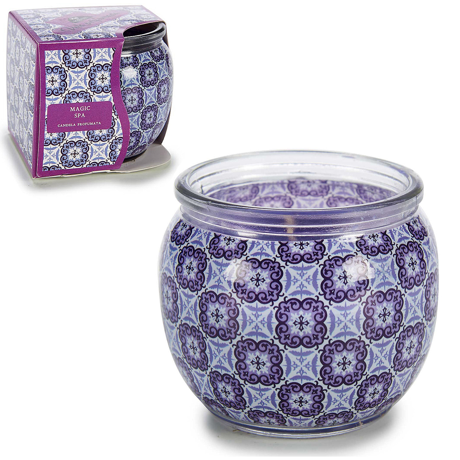 Candela profumata in barattolo di vetro profumo magic SPA.
