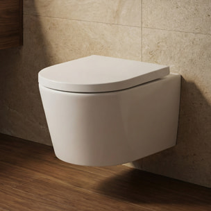 WC suspendu sans bride et fixations invisibles + abattant frein de chute (SATBRE010RREXP)