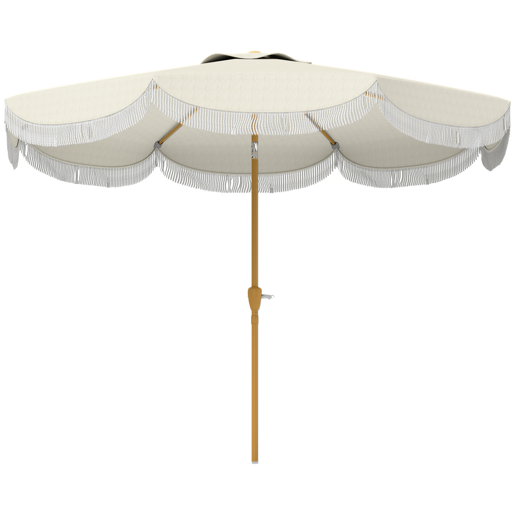 Parasol de jardin extérieur parasol inclinable rond Ø2,7 x 2,4 m parasol droit avec ouverture fermeture manivelle, franges, toile 180 g/m² protection UPF 30+, pour balcon, terrasse, bleu