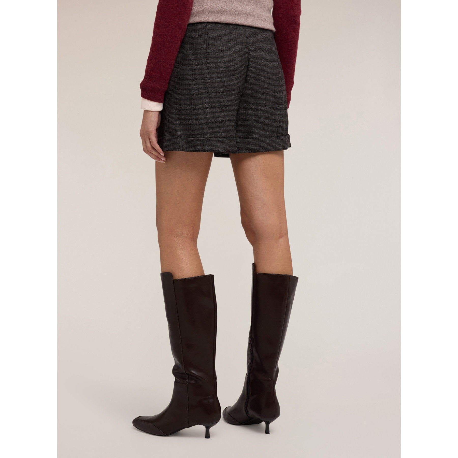 Motivi - Shorts cropped con motivo check - Grigio