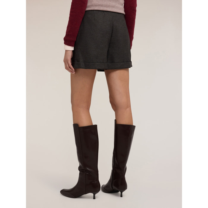 Motivi - Shorts cropped con motivo check - Grigio