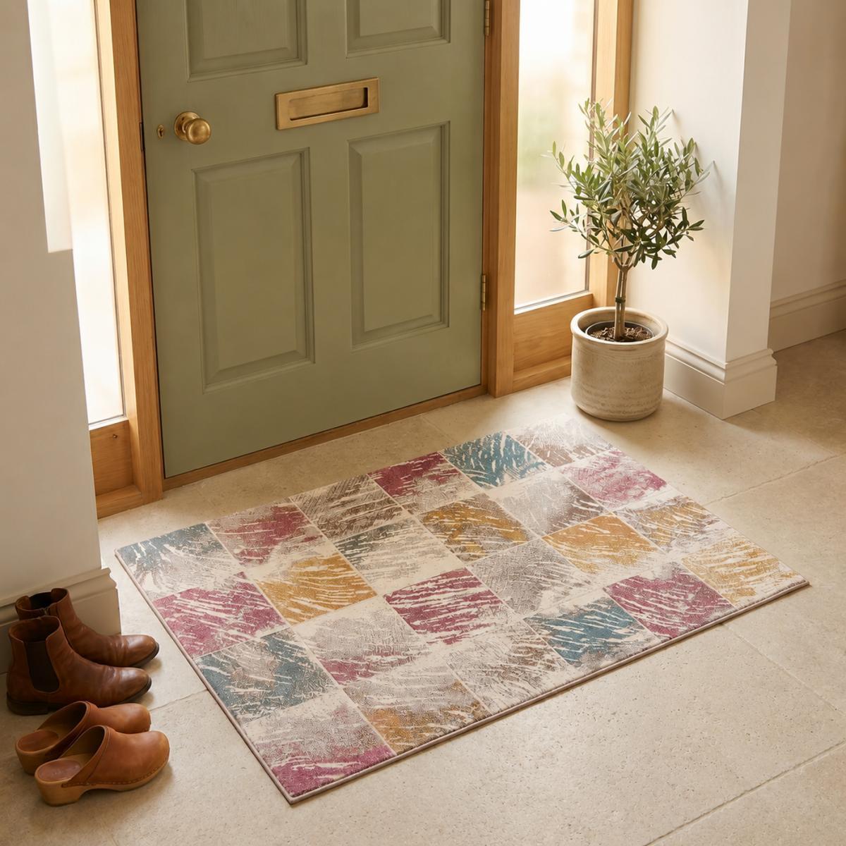 Petit tapis enfant motif trait de crayon pastel