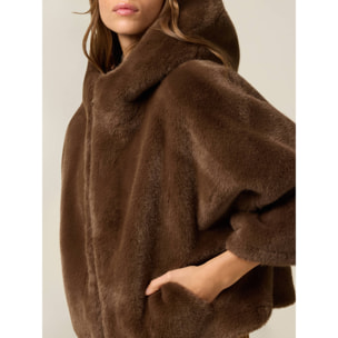 Oltre - Capa corta con capucha - Marrón