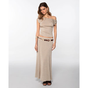 Falda midi elástica con brillo