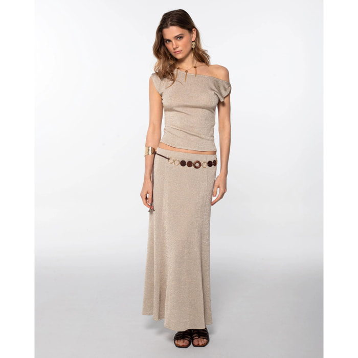 Falda midi elástica con brillo