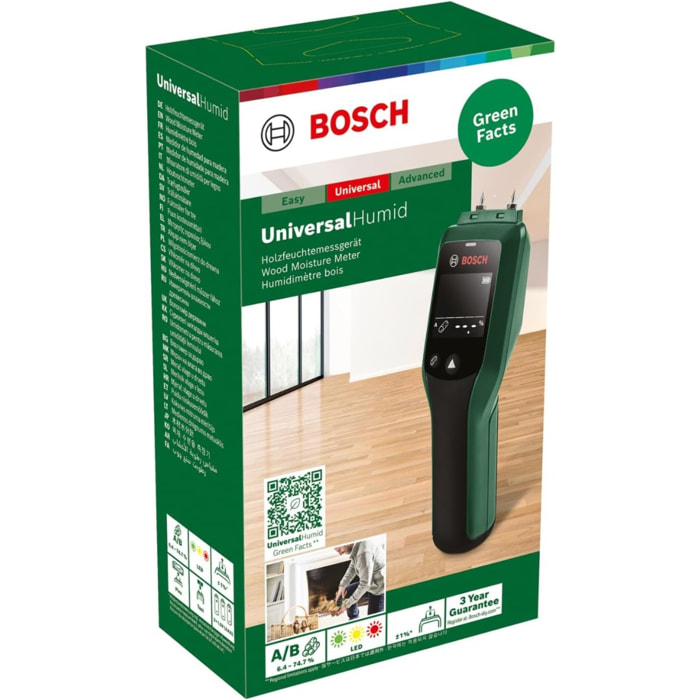 Detector de humedad UniversalHumid - BOSCH - Medidor de humedad para madera - 0603688001