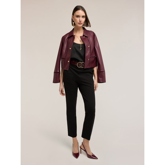 Motivi - Pantalones regulares en punto milano - Negro