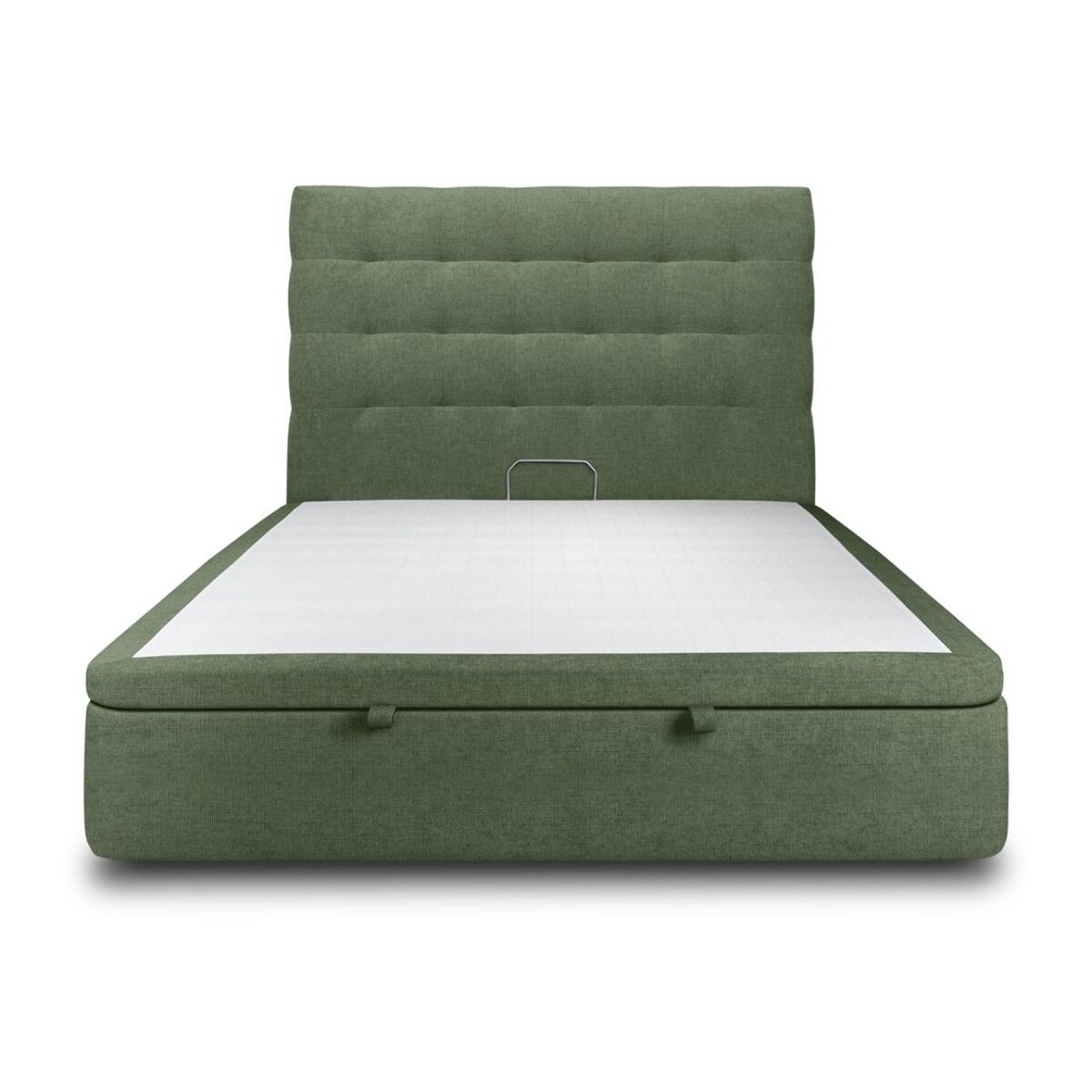 Lit avec sommier et tête de lit capitonnée - Toile nattée - Adapté à tous les matelas, montage rapide - Hauteur Totale : 39cm - Finition soignée