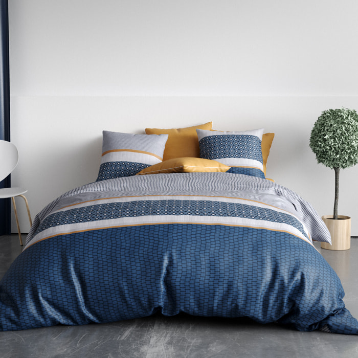 Parure housse de couette imprimé 100% coton - zante - jaune