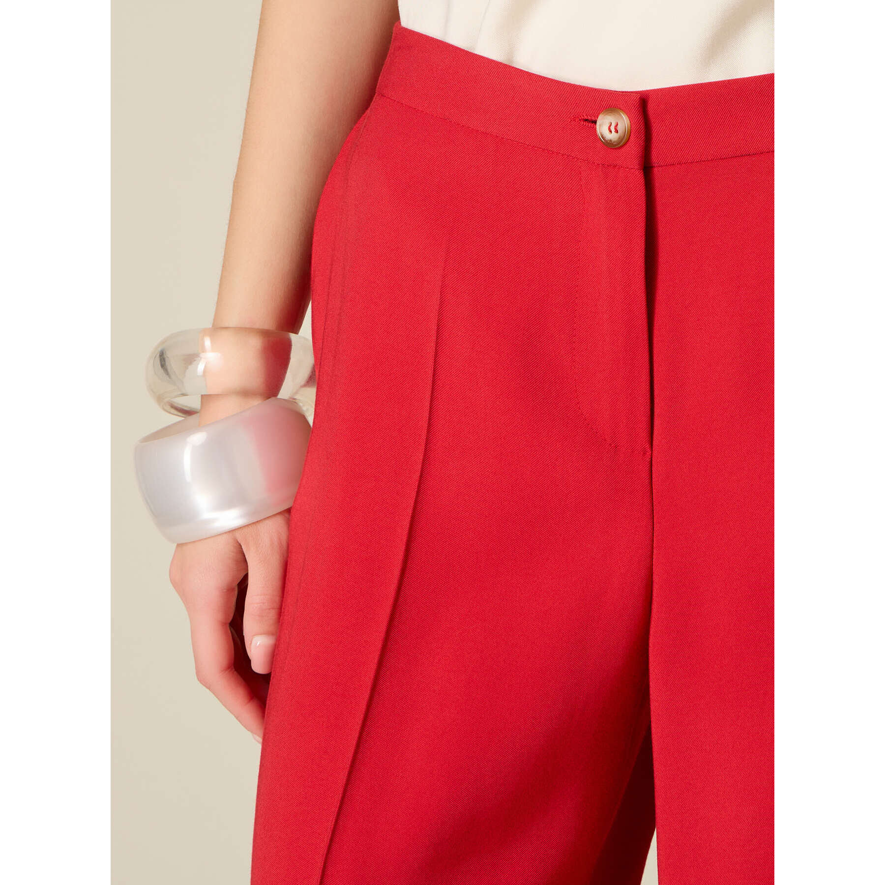 Oltre - Pantaloni palazzo misto viscosa - Rosso