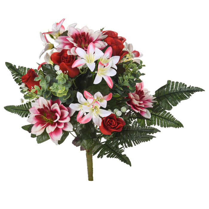 Bouquet c con dalie. Larghezza Cmd - Pezzi 2 - 20X60X20cm - Colore: Rosa - Bianchi Dino - Fiori Artificiali