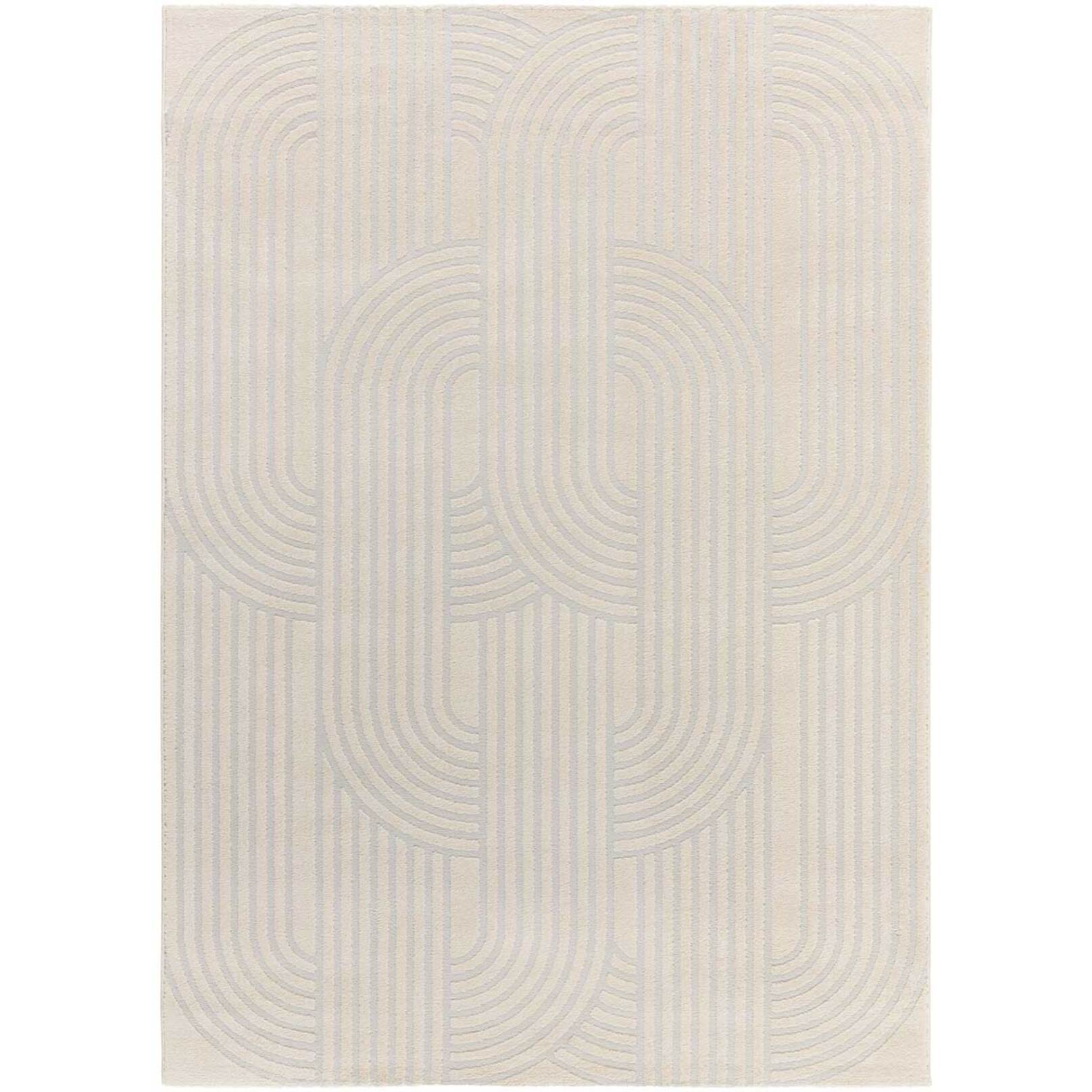 BARESA Alfombra geomÃ©trica con relieve en tonos crema y gris, varias medidas disponibles