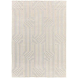 BARESA Alfombra geomÃ©trica con relieve en tonos crema y gris, varias medidas disponibles