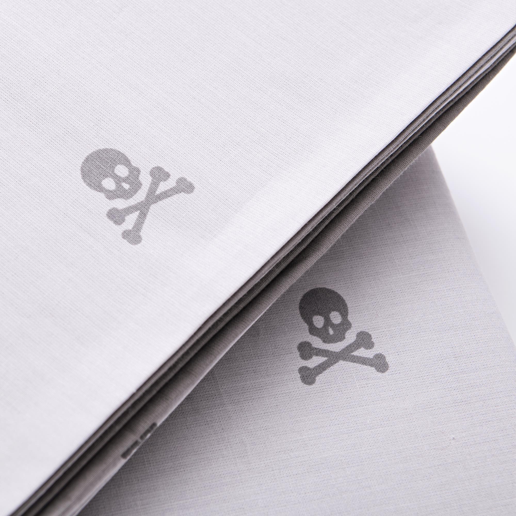 Set cama funda nórdicay 2 fundas almohada, 100% algodón, gris oscuro & gris claro calaveras scalpers home